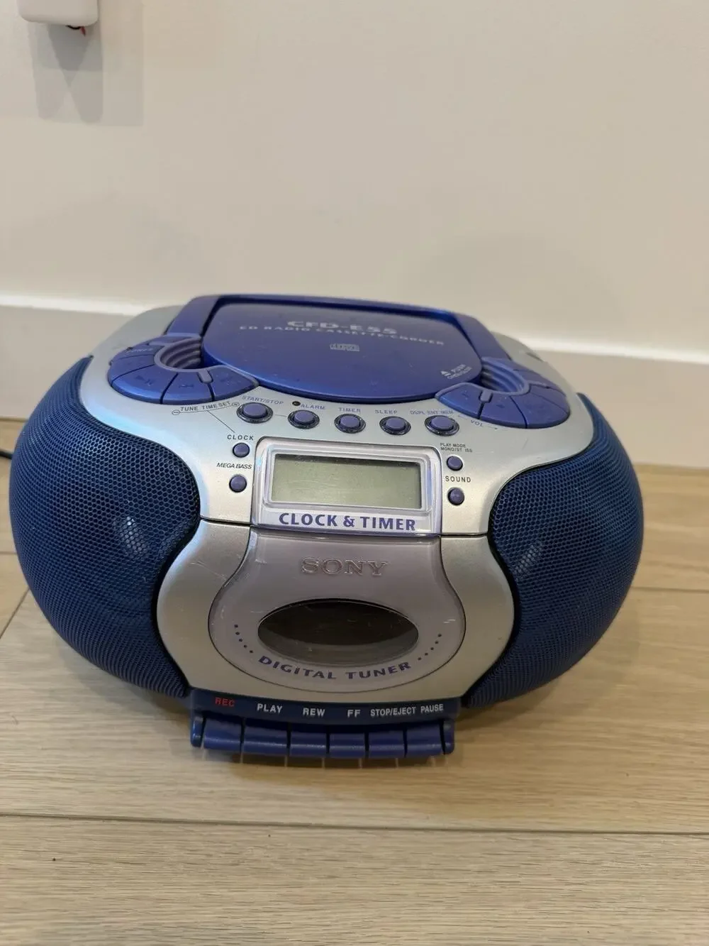 Sony CFD-E55 Boombox CD Radio Cassette Clock Timer Recorder Player Tested Works